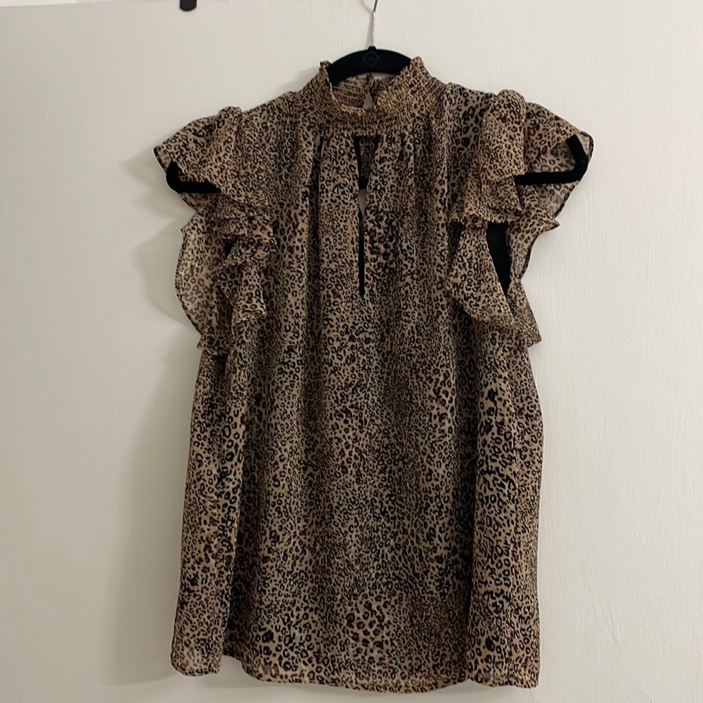 High neck cheetah print top size s